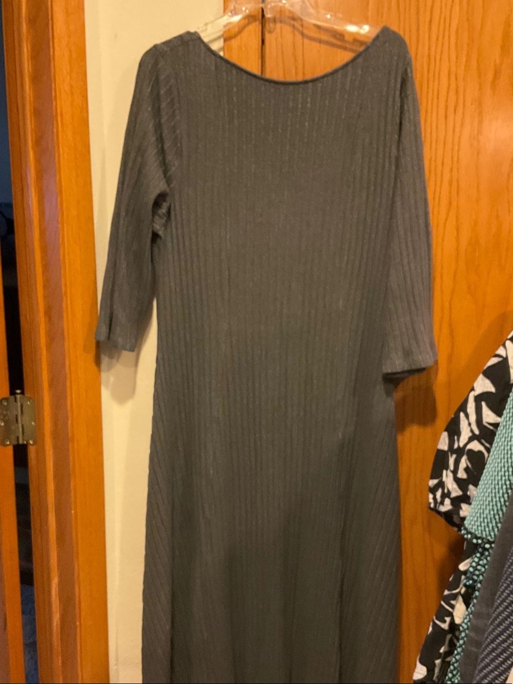 Old Navy Charcoal Ribbed Long-Sleeve Midi Dress
